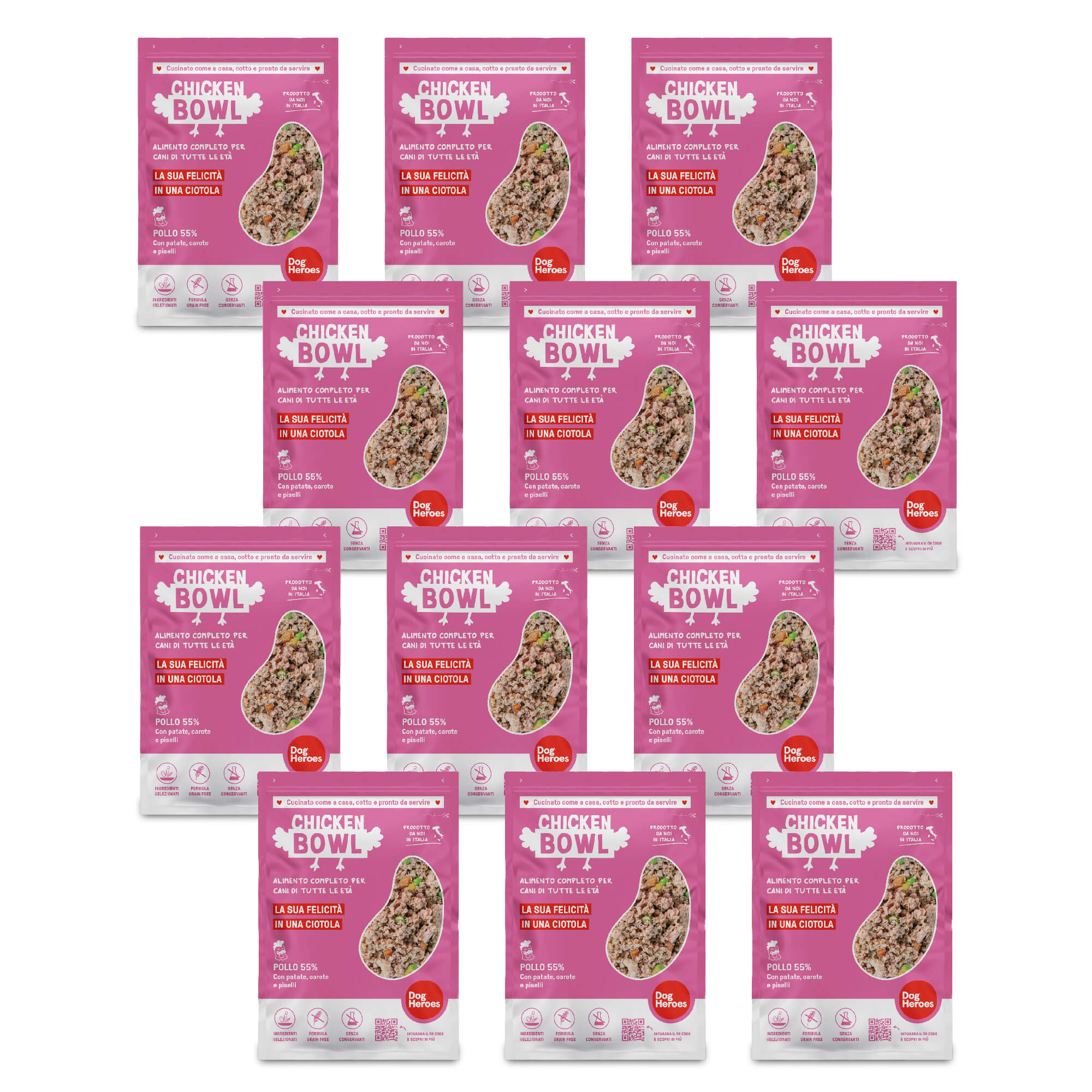 CHICKEN BOWL | 12 PACK - CIBO FRESCO SURGELATO - 55% DI CARNE E VERDURE