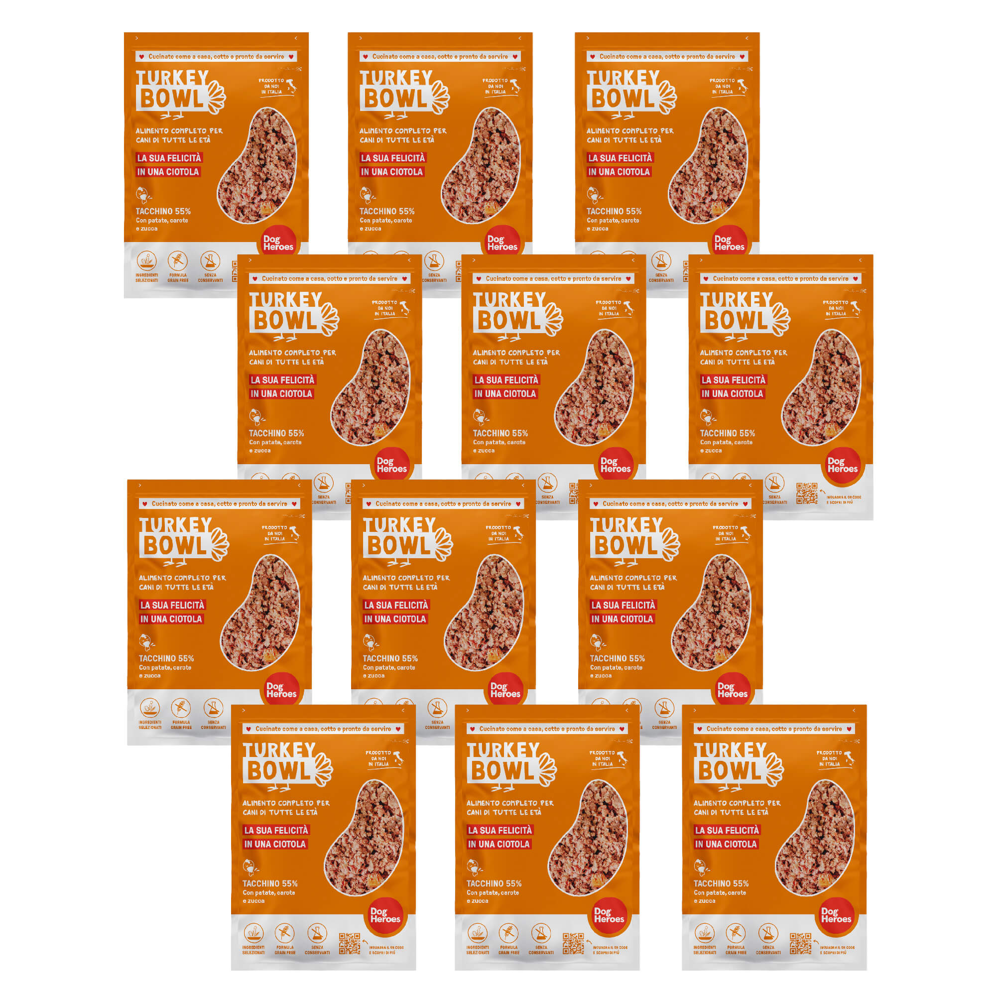 TURKEY BOWL | 12 PACK - CIBO FRESCO SURGELATO - 55% DI CARNE E VERDURE