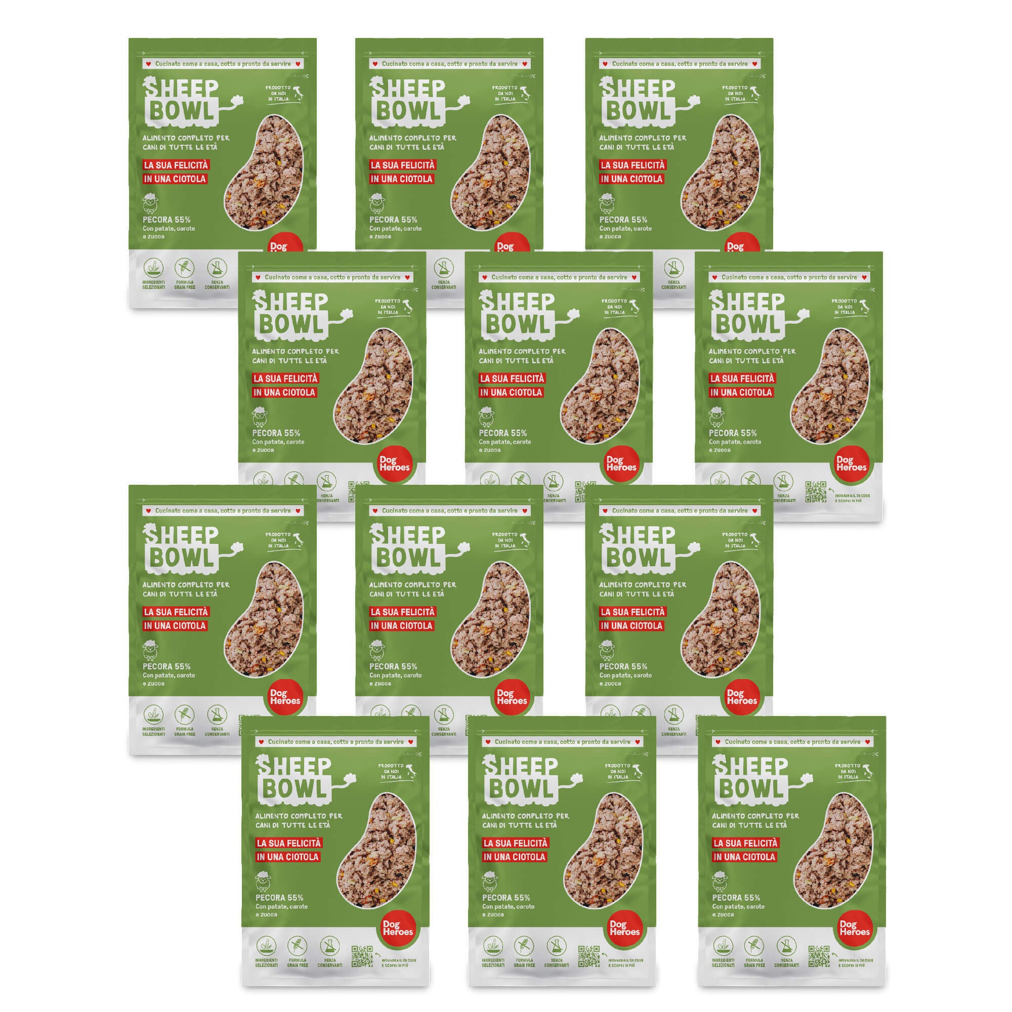 SHEEP BOWL | 12 PACK - CIBO FRESCO SURGELATO - 55% DI CARNE E VERDURE