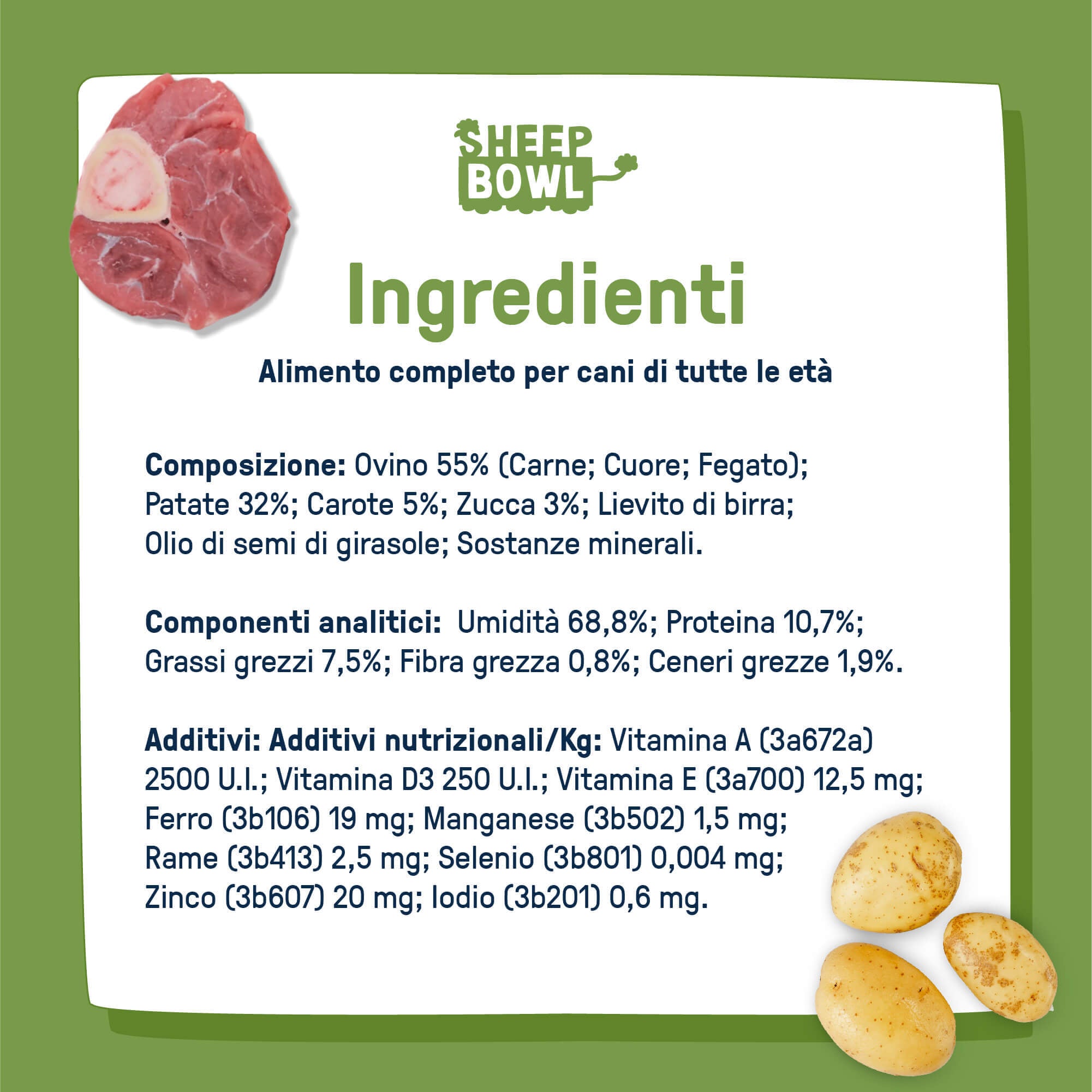 Mix cibo fresco surgelato - 55% di carne e verdure