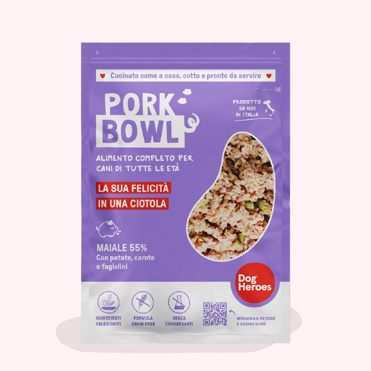 PORK BOWL | 12 PACK - CIBO FRESCO SURGELATO - 55% DI CARNE E VERDURE